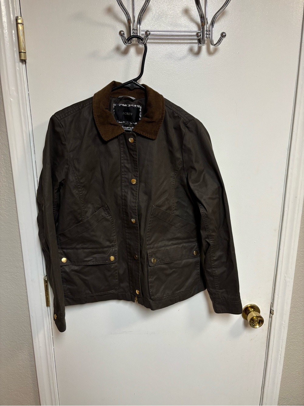 J.Crew Liberty Floral Waxed Cotton Barn Jacket Mossy Brown S - Picture 2 of 8